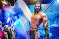 Human Size Statue of A DC Comic Superhero Arthur Curry or Aquaman at The Standee of Movie Aquaman